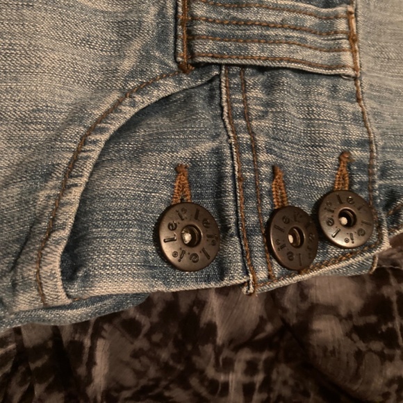 L.e.I Ashley Ultra Lowrise Over All Shorts Blue Denim Zippers Pockets Vintage - Picture 4 of 8